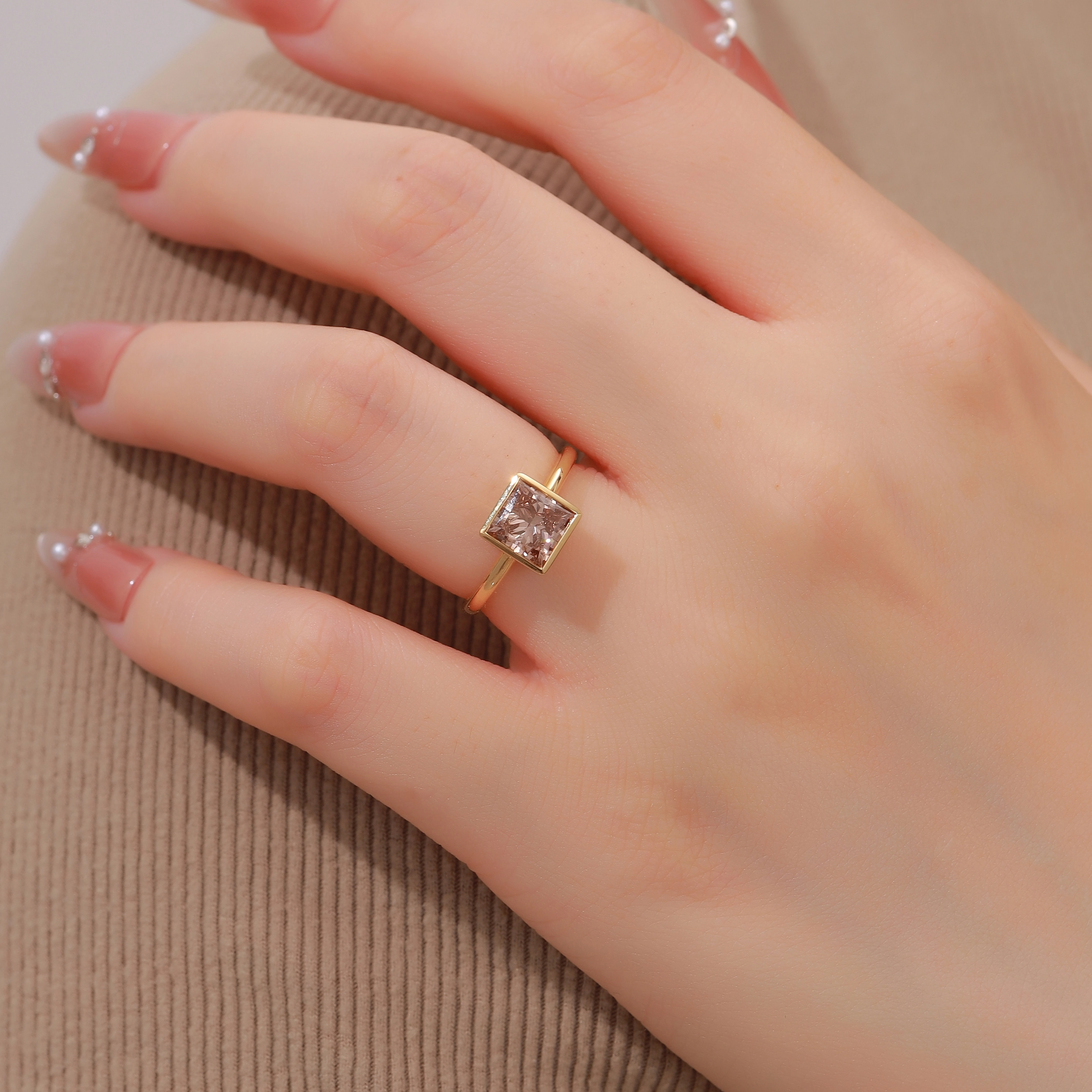 18K Rose Gold 1.66ct Pink Princess VS Classic Single-Stone Ring US6 ZKFZ056 1