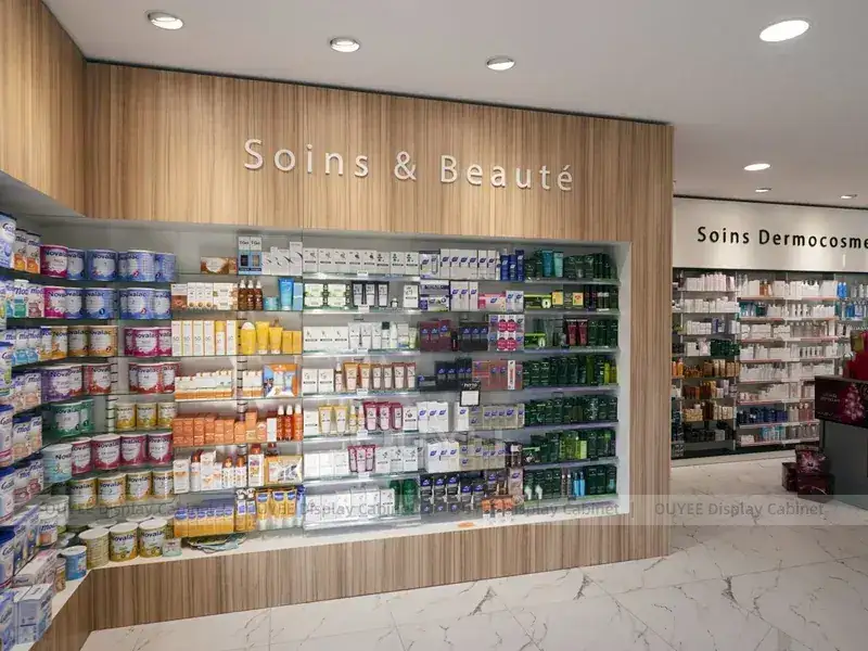 Rayonnages de pharmacie de produits naturels avec comptoir de service noir 1