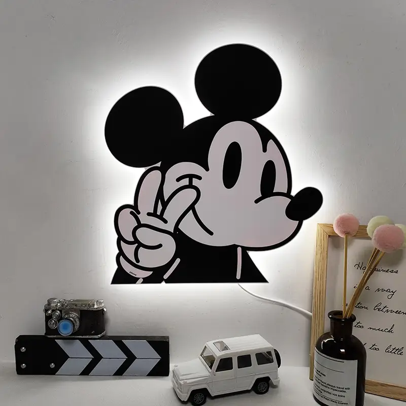 Classic Mickey Cartoon LED Wall Decor, Soft Glow Backlight Lamp for Home & Gaming Room 1