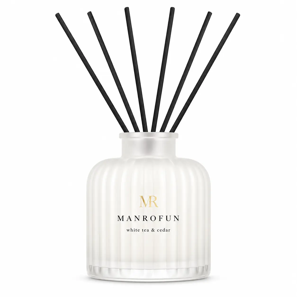 Vertical Fluted Frosted Glass Reed Diffuser Bottle Collection with Black Reeds 1