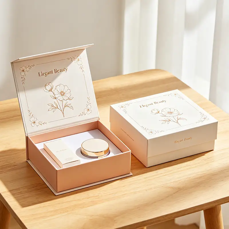 Coffret cadeau de maquillage recyclable à motif floral imprimé avec fermeture magnétique, impression quatre couleurs, pour filles, style Sakura. 1