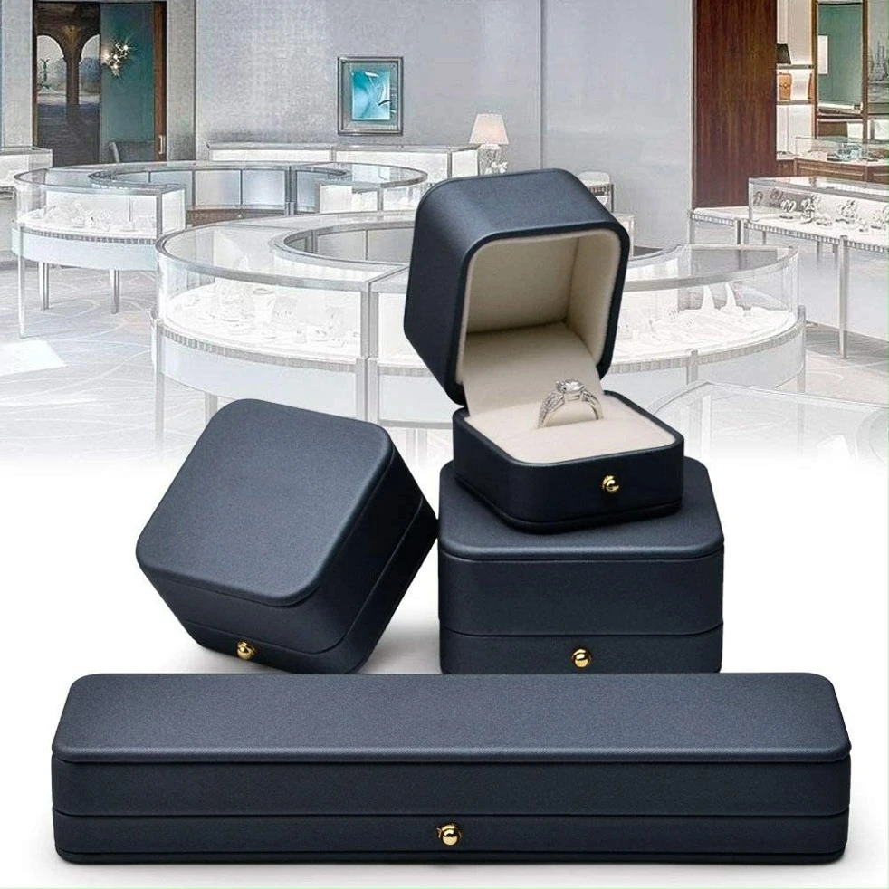 Cajas de joyería de piel sintética mate con botones dorados de primera calidad: cajas para anillos, cajas para colgantes, cajas para pulseras. 1