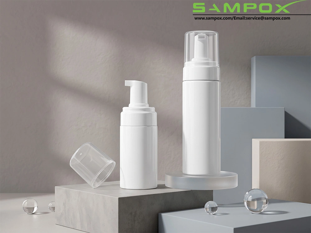 White PET Facial Cleansing Mousse Foam Pump Bottle 100ml 150ml 1