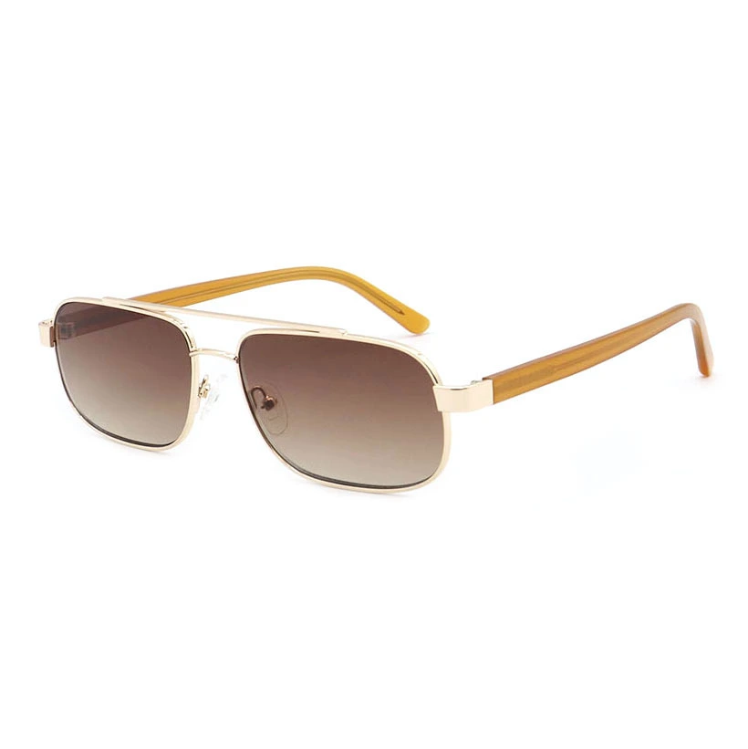 Slim Double Bridge Metal Square Sunglasses HMP25192 1