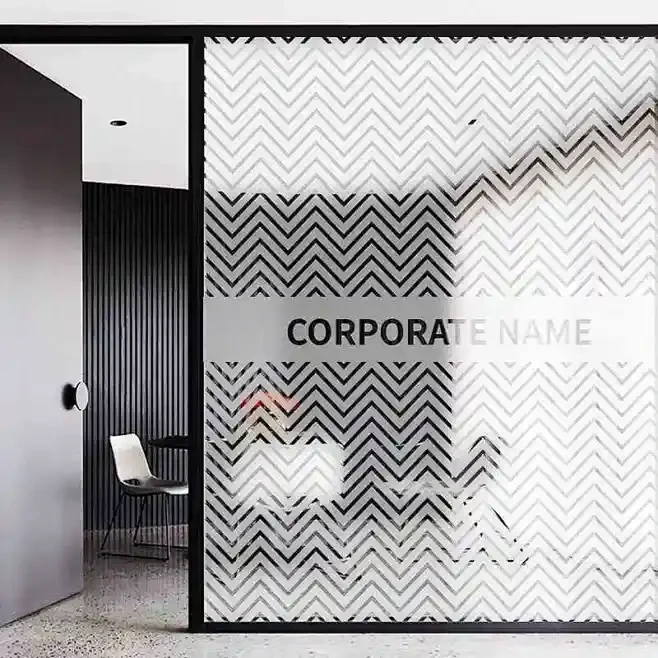 Matte frosted vinyl window sticker custom logo pattern text removable self adhesive privacy film for commercial glass door partition decoration 1