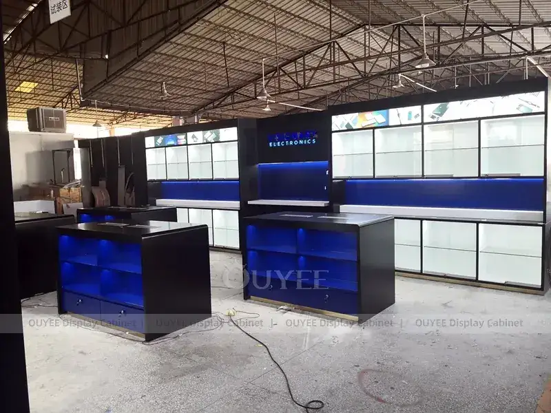 Luminaires LED blancs et bleus pour boutiques de téléphonie mobile avec éclairage mural froid pour espaces de vente ouverts 1