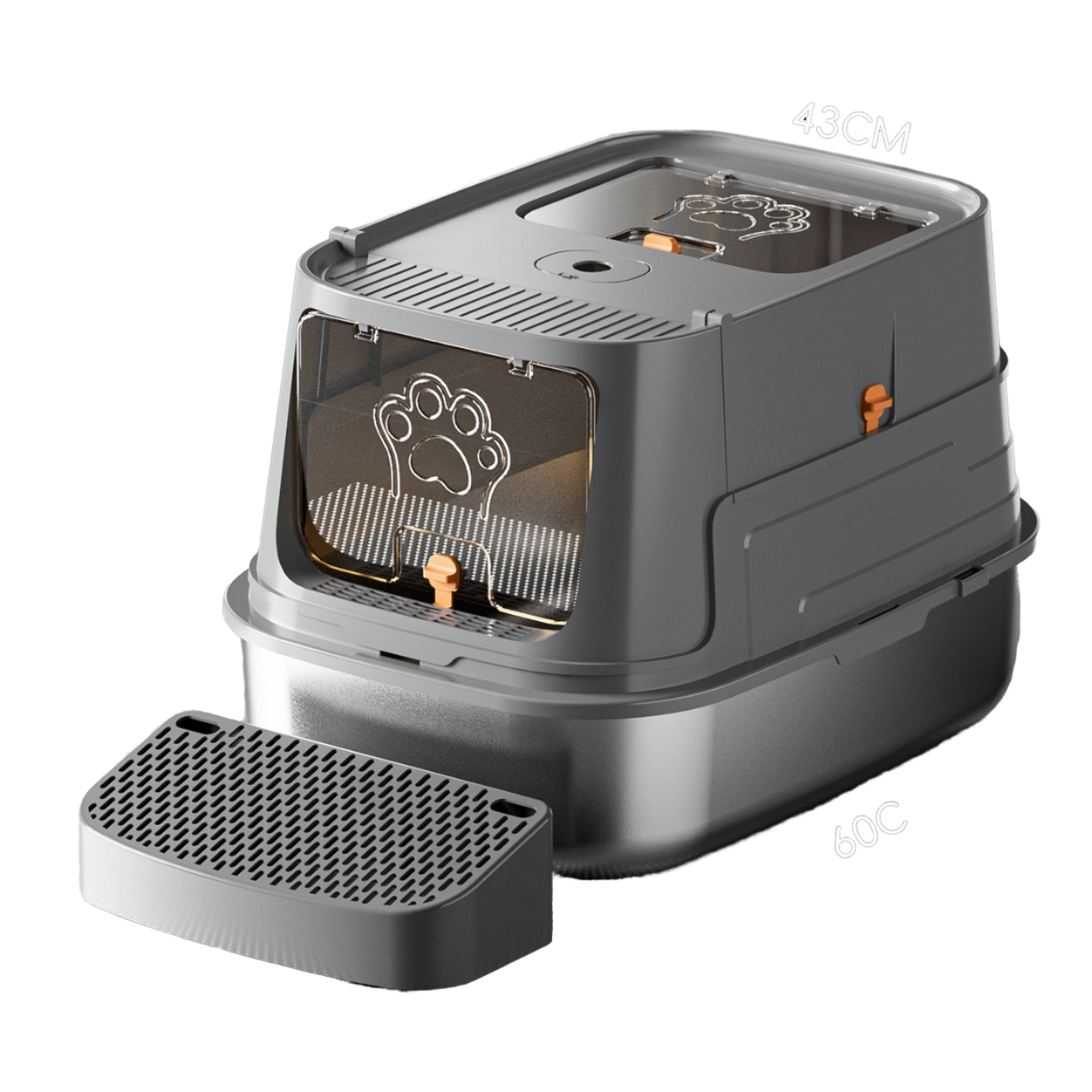 Arenero Roadreign de acero inoxidable: capacidad XL de 20 litros para control de olores e higiene duradera. 2
