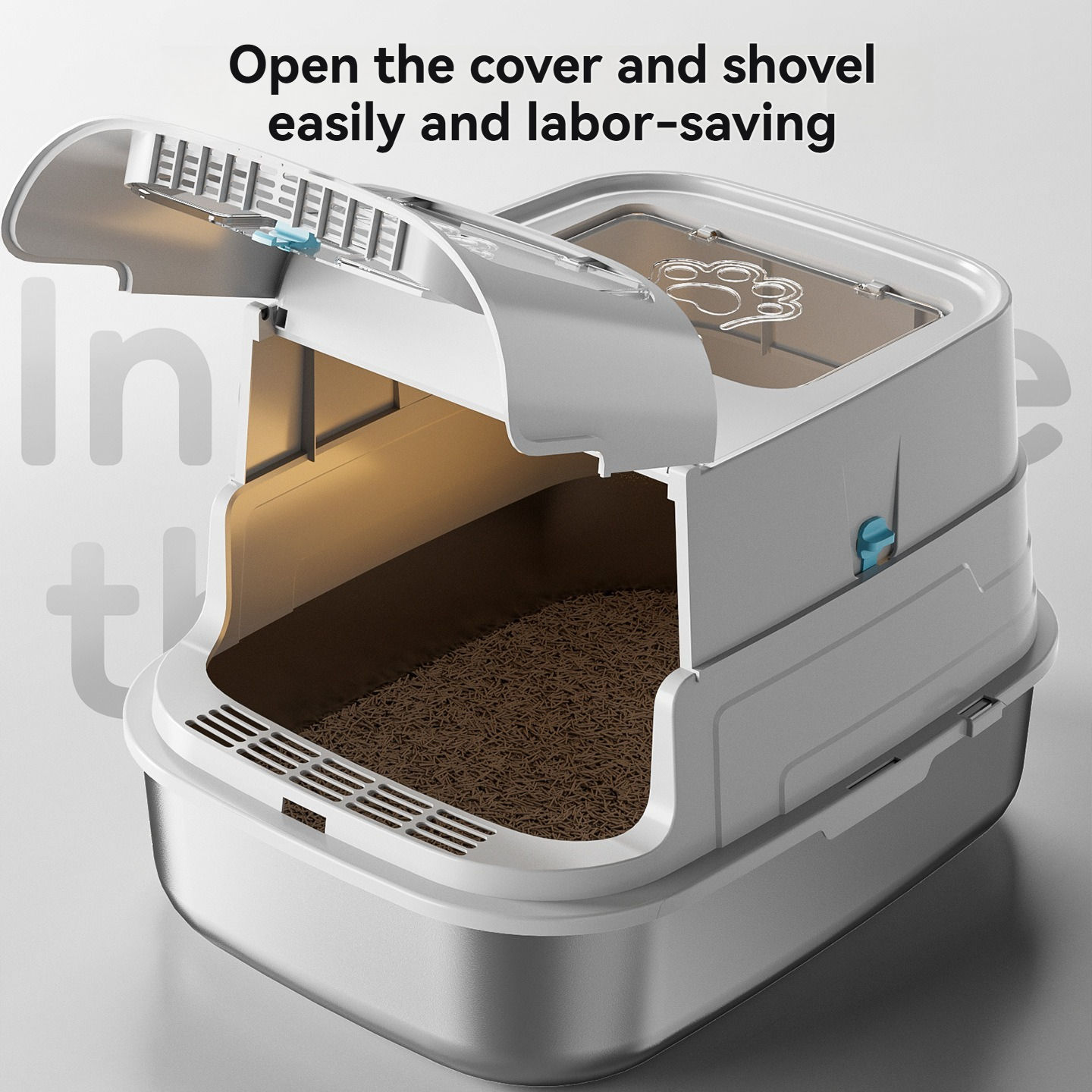 Arenero Roadreign de acero inoxidable: capacidad XL de 20 litros para control de olores e higiene duradera. 10