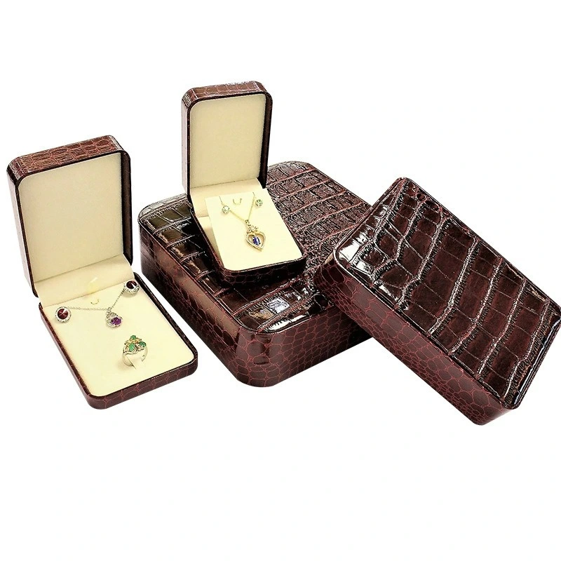 Alligator-Patterned Brushed PU Leather Jewelry Box ring box, pendant box, earring box 1