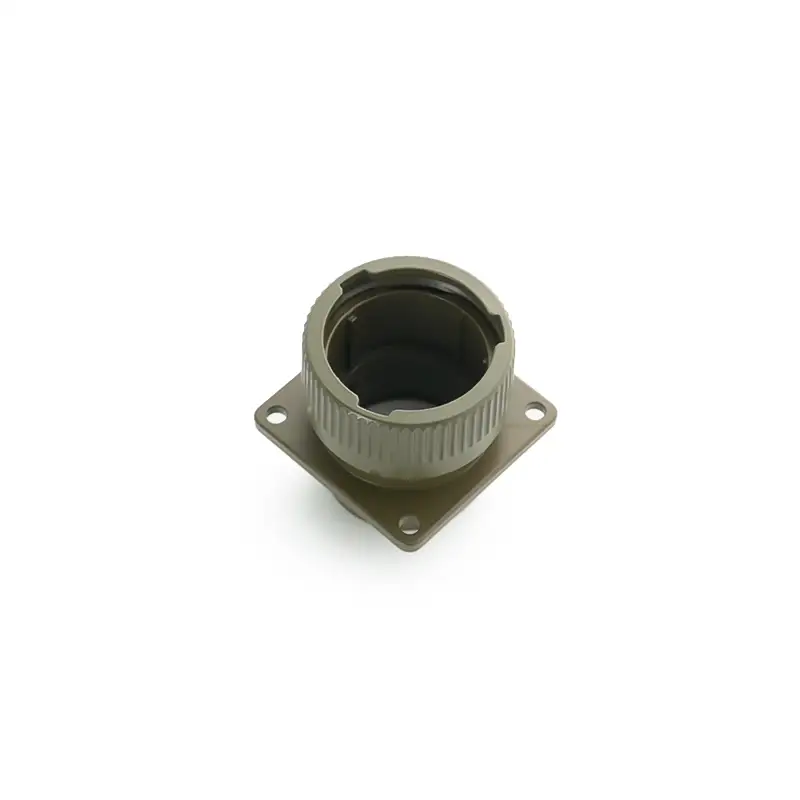 Custom Precision Die-Cast Square Flange Circular Connector Housing with Knurled Locking Ring 1