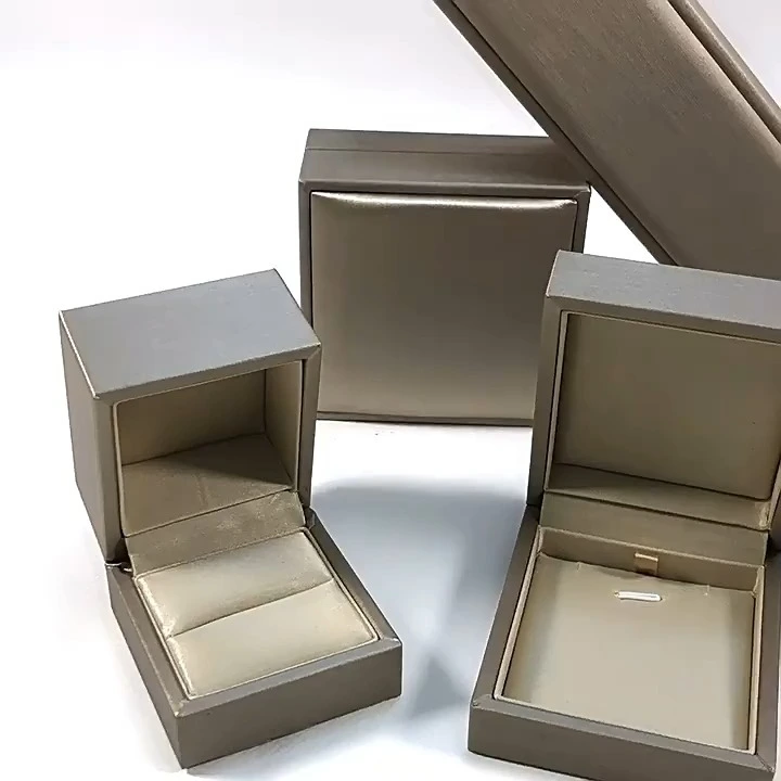 Caja de joyería de ángulo recto de piel sintética con acabado cepillado, cajas para anillos, cajas para colgantes, cajas para pulseras, cajas para brazaletes. 1