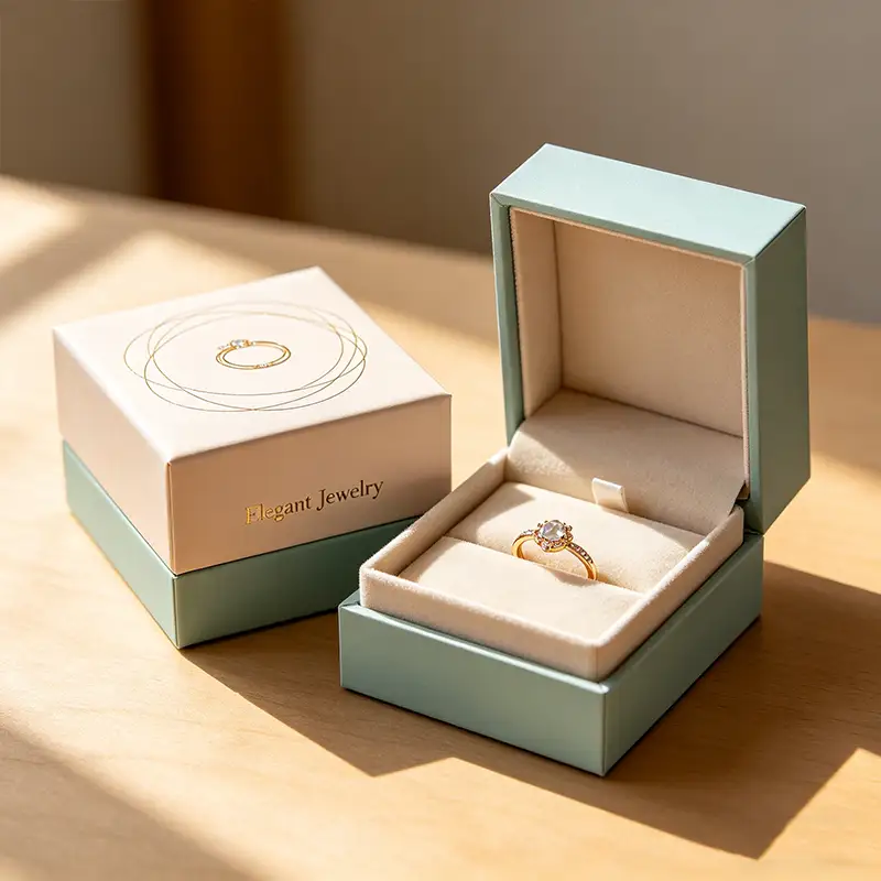 Customizable Recyclable Small Green Jewelry Box Drawer Shaped Embossed Logo Personalized Paperboard Folding Box Gift Packaging 1