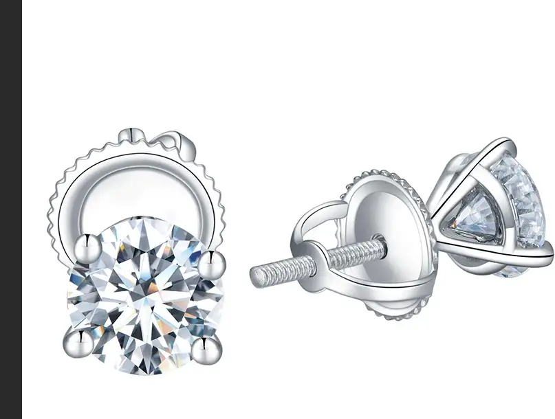 Messijewelry custom 9K white gold 1.5ct e vs1  each  round lab diamond earring 1