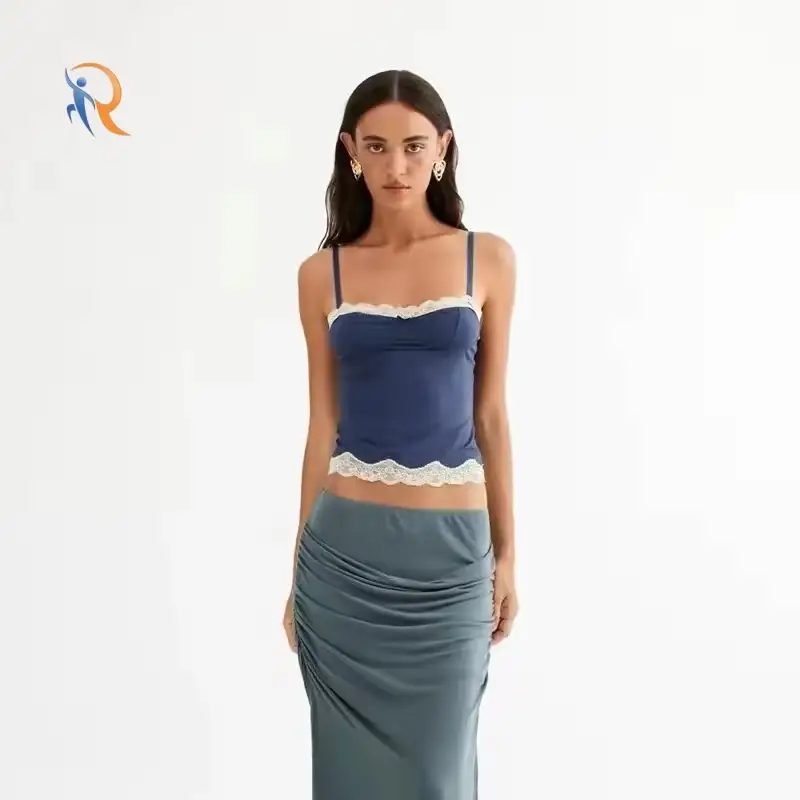 Lace Ruffle Slim Fit Cami Top for Women 1
