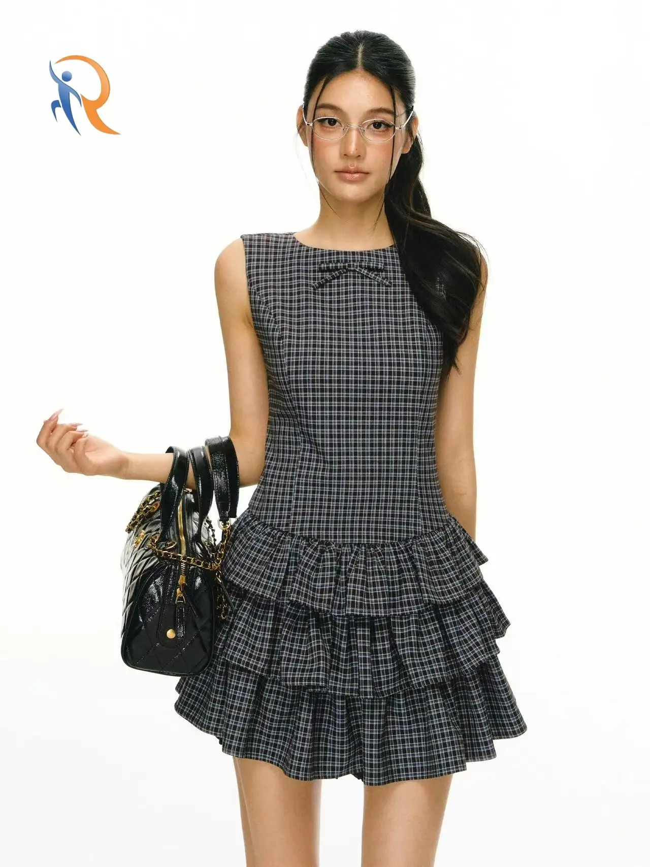 Vintage Plaid Sleeveless Dress for Elegant Casual Wear 1