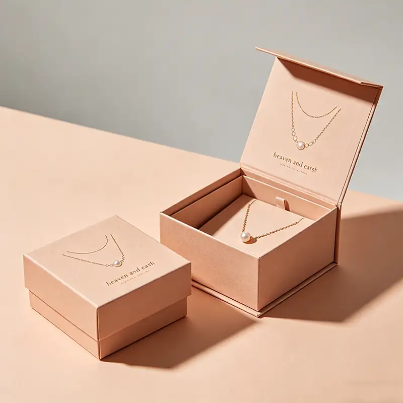 Custom Logo Paperboard Clamshell Jewelry Box with Flip Top Rigid Design Gold Foil & UV Coating Recyclable Gift Packaging 1