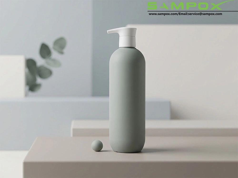 Flacone con dosatore per shampoo e bagnoschiuma dal design minimalista e opaco in HDPE. 1