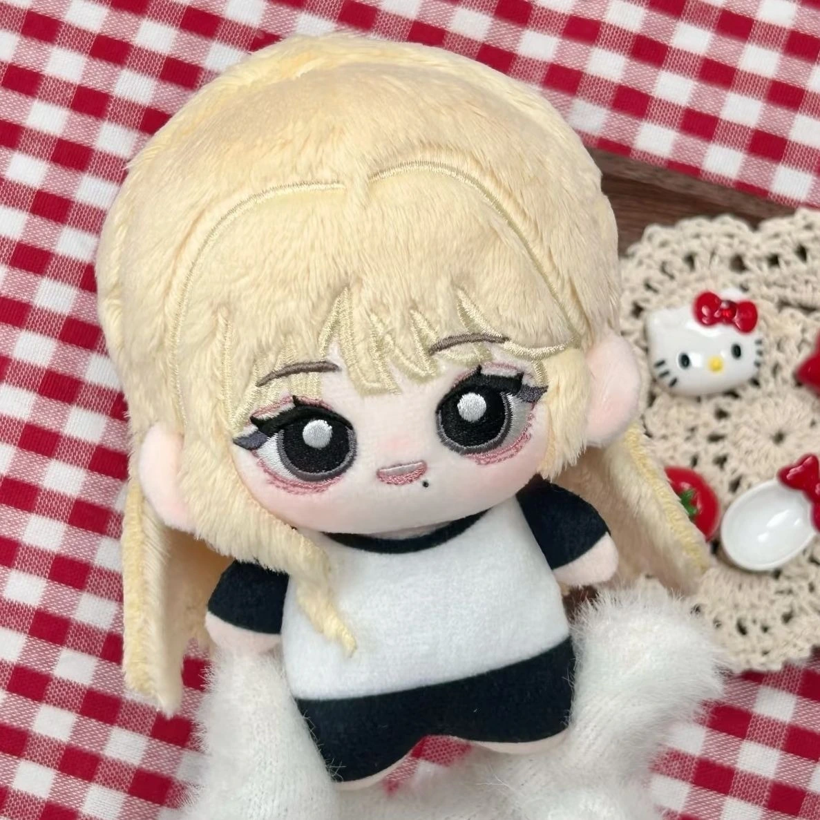 Cute Blonde Girl Plush Doll, Chibi Anime Style Cotton Doll Keychain 1