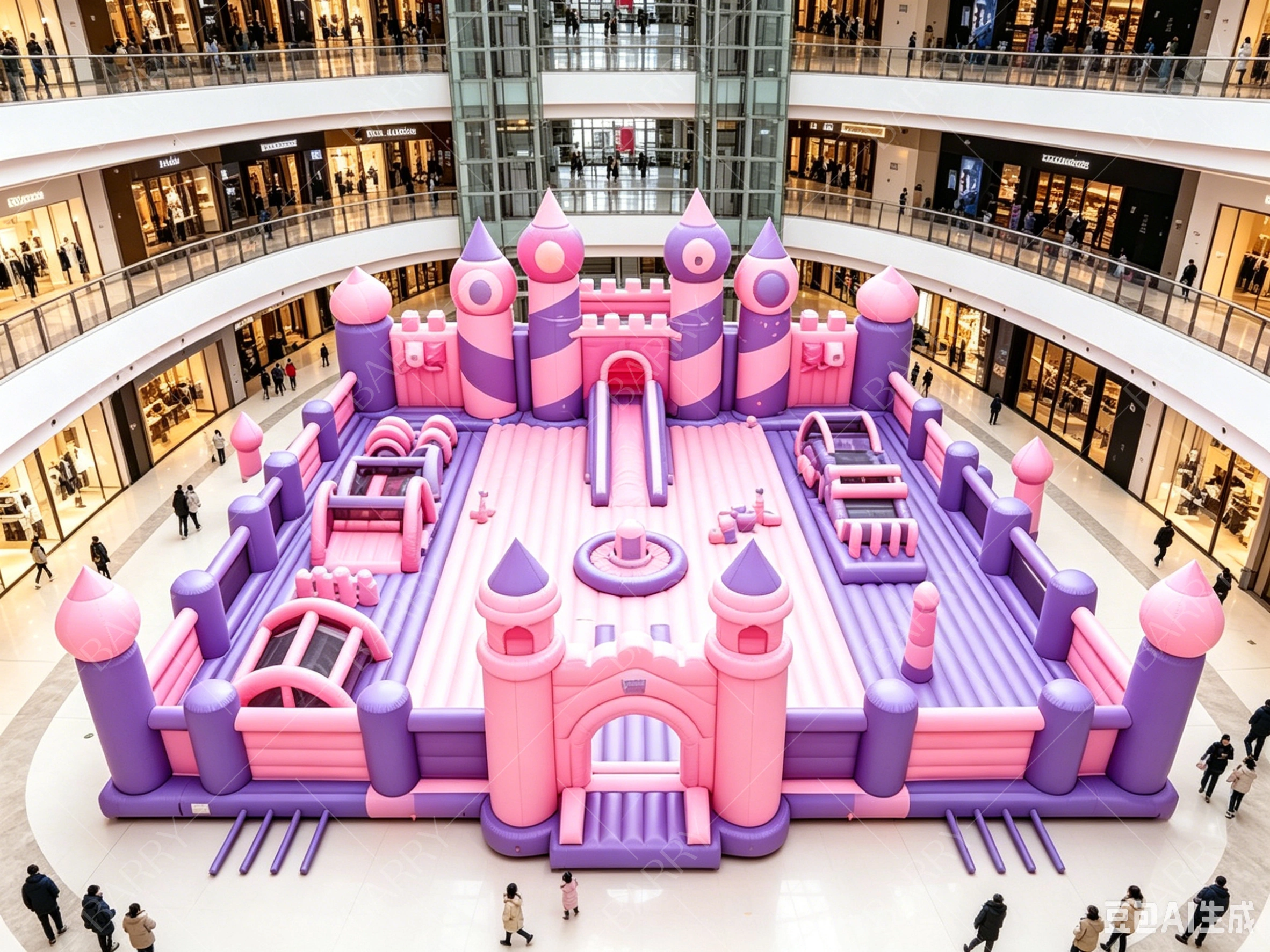 Giant Pastel Princess Castle Inflatable Playground for Indoor Malls & Themed Events 1