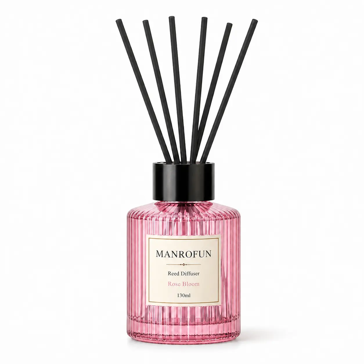 Fluted Round Diffuser Bottle Set with Black Reeds for Home Fragrance 1