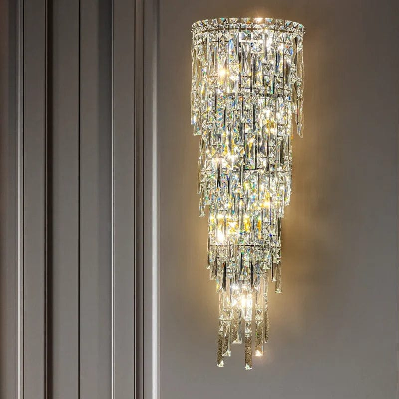 Luxury Cascade Crystal Wall Sconce Modern Cone-Shaped Wall Light for Living Room Hallway Stairway HTD-IWCR400B01 1
