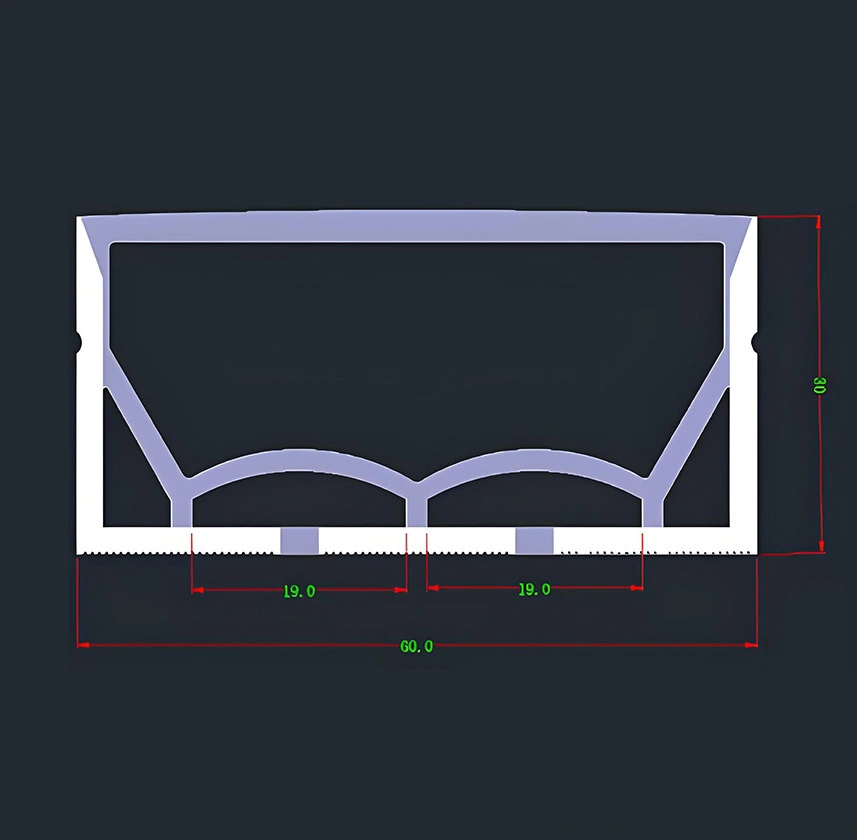 Gaine en silicone pour bande LED 60 x 30 mm, double canal (double alimentation), tube LED flexible étanche et anti-jaunissement pour éclairage domestique, commercial et industriel HTD-SLC6030-225 1