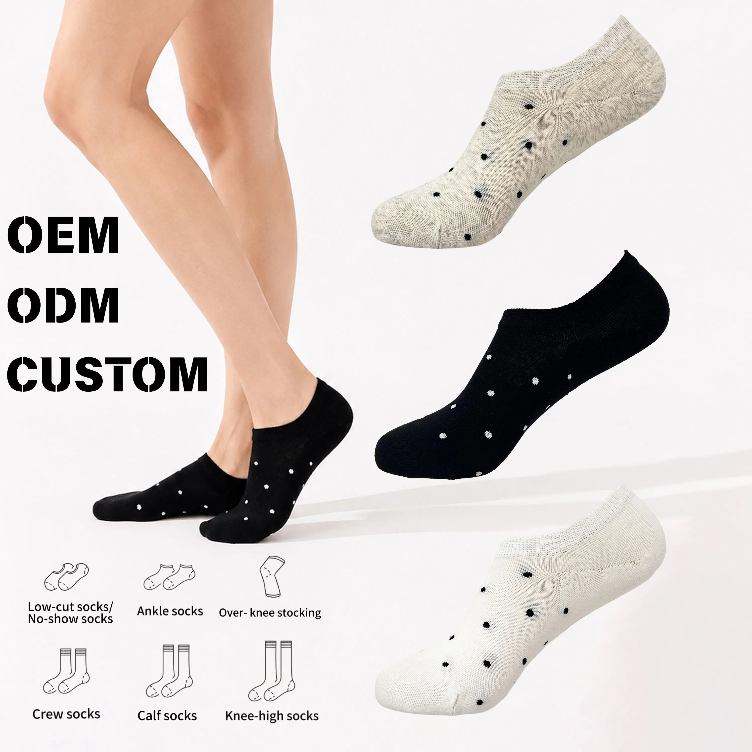 Chaussettes basses respirantes en maille à pois pour femme, idéales pour le printemps et l'été (HY-W-139) 1