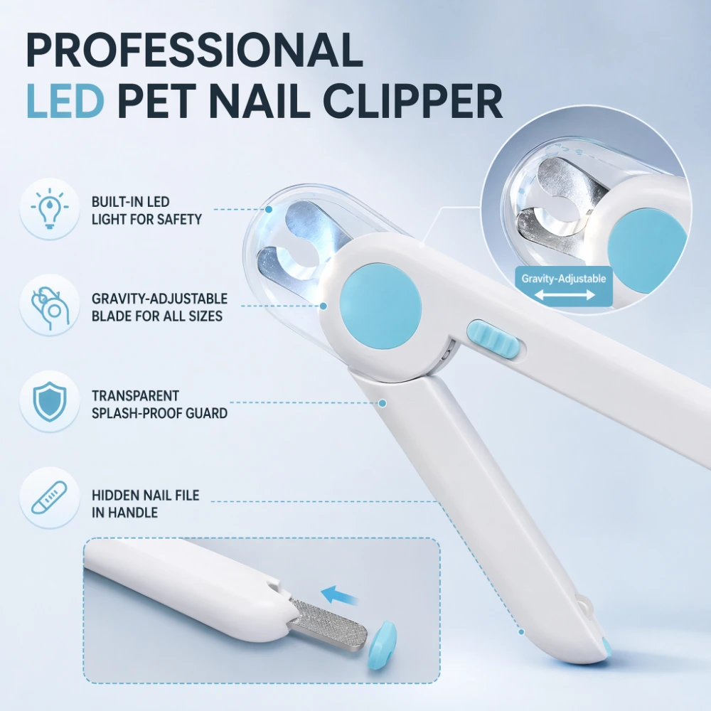 Coupe-ongles lumineux LED Roadreign pour animaux de compagnie – Une vue nette pour un toilettage plus sûr et sans stress 1