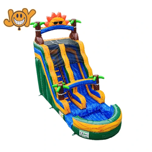 Toboggan aquatique gonflable commercial à vendre, 7 m, tropical 1