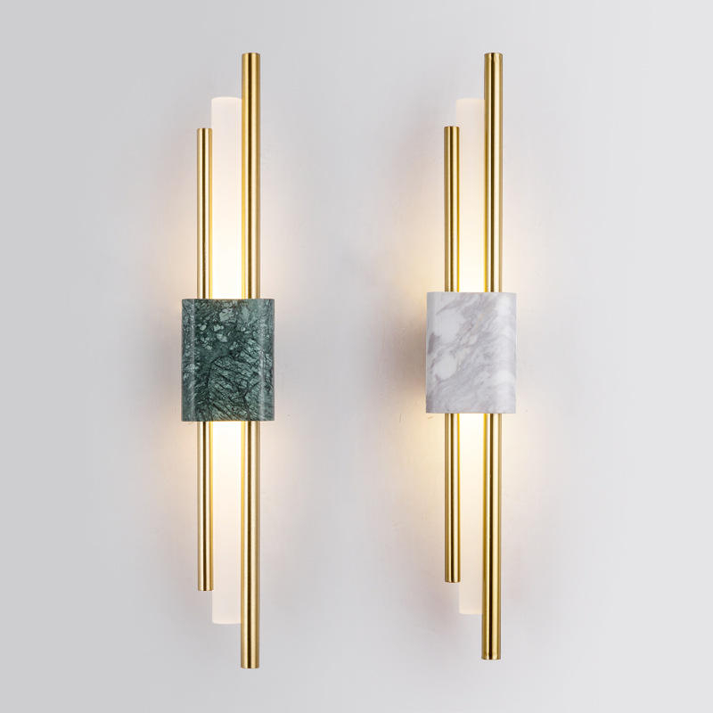 Postmodern Marble & Gold Linear Wall Sconce LED Wall Light for Bedroom Living Room HTD-IWST400A67 1