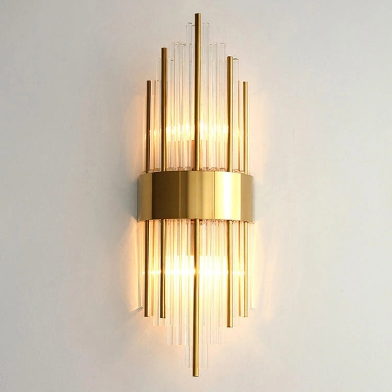 European Postmodern Luxury Crystal Wall Sconce Gold LED Wall Light for Living Room Bedroom Corridor HTD-IWG400A02 1