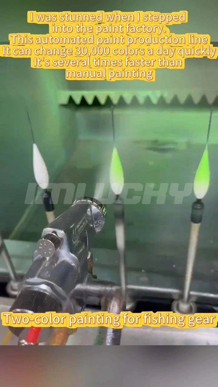 Dây chuyền sơn phủ hai màu tự động cho dụng cụ câu cá với lò nướng dạng đường hầm. 1