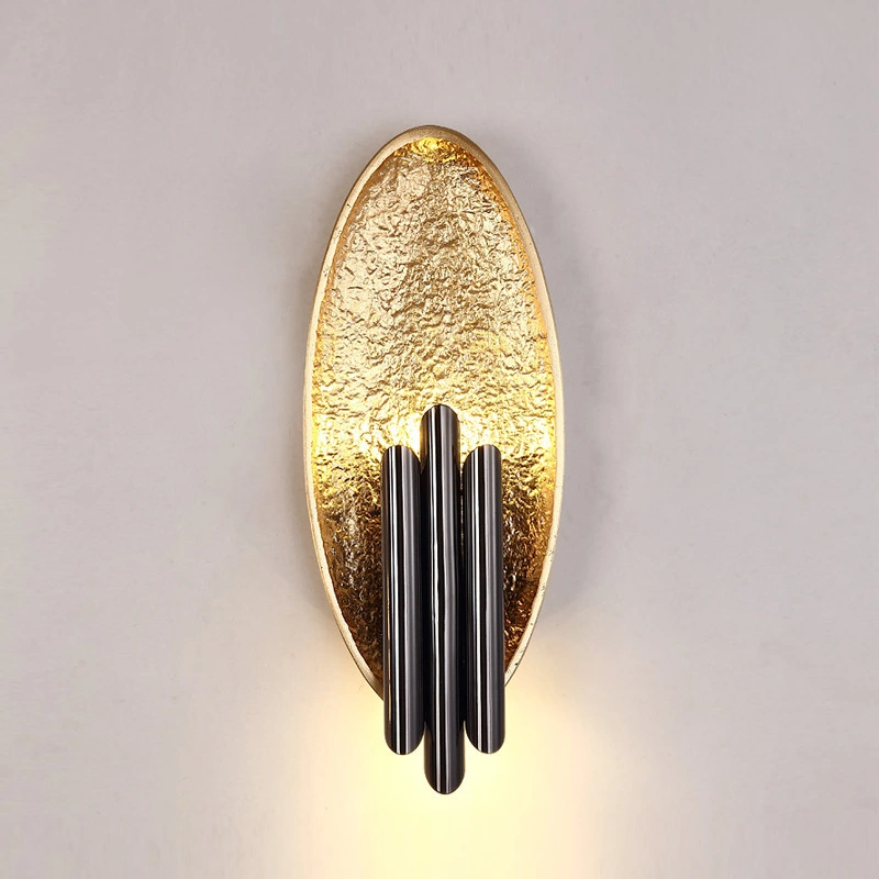 Modern Textured Oval Wall Sconce with Black Cylindrical Accents LED Wall Lamp HTD-IWM400A40 1