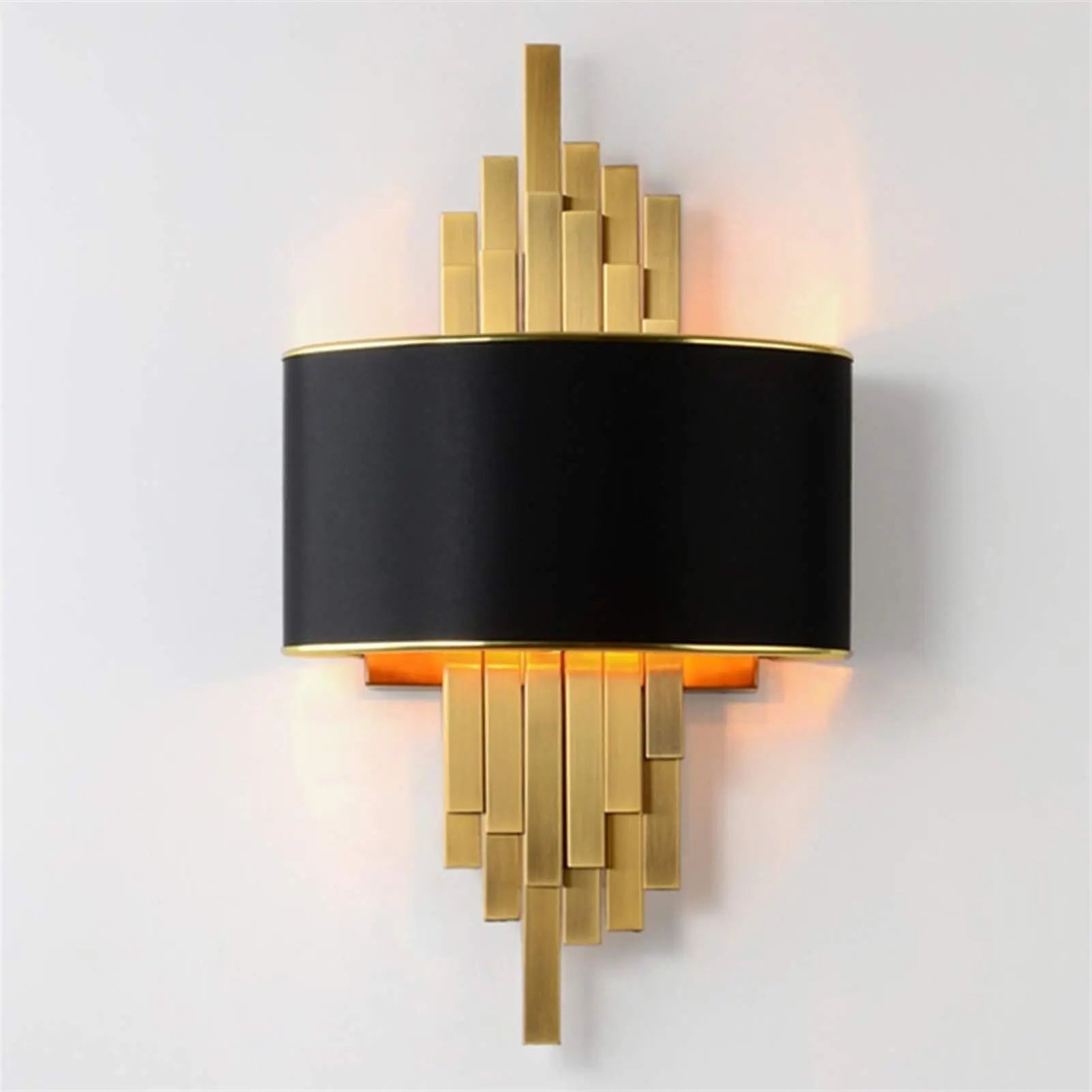 Modern Geometric Stacked Gold Rod Wall Sconce with Black Fabric Band LED Wall Lamp for Living Room HTD-IWM400A47 1