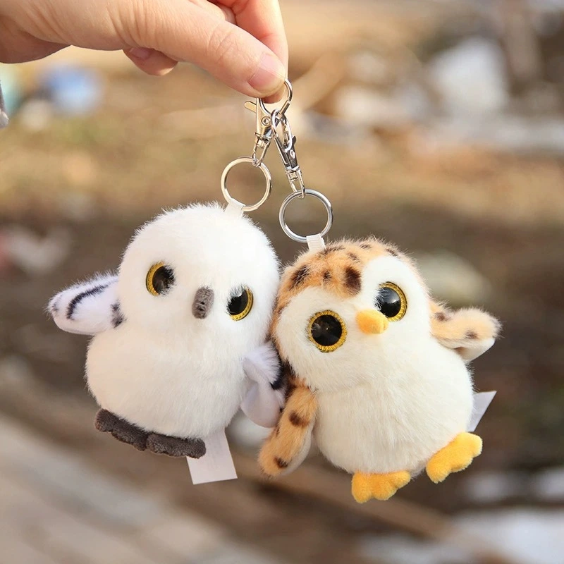 Cute Owl Plush Keychain Set, Kawaii White & Spotted Owl Bag Charms 1