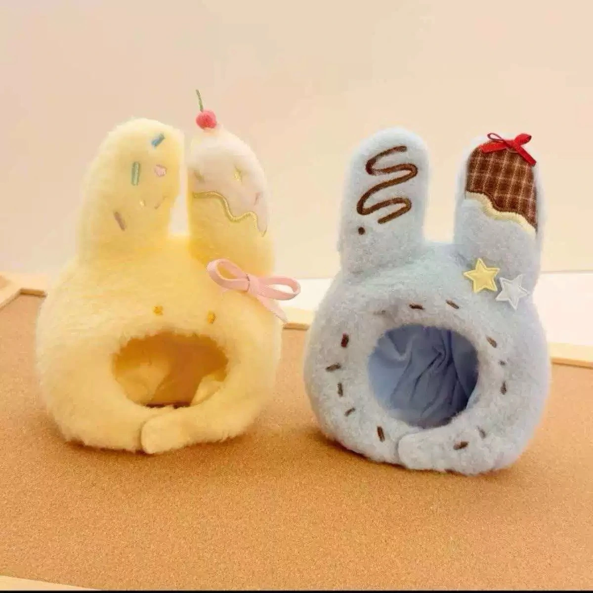 Cute Dessert Bunny Plush House Set, Kawaii Ice Cream Rabbit Doll Bed 1