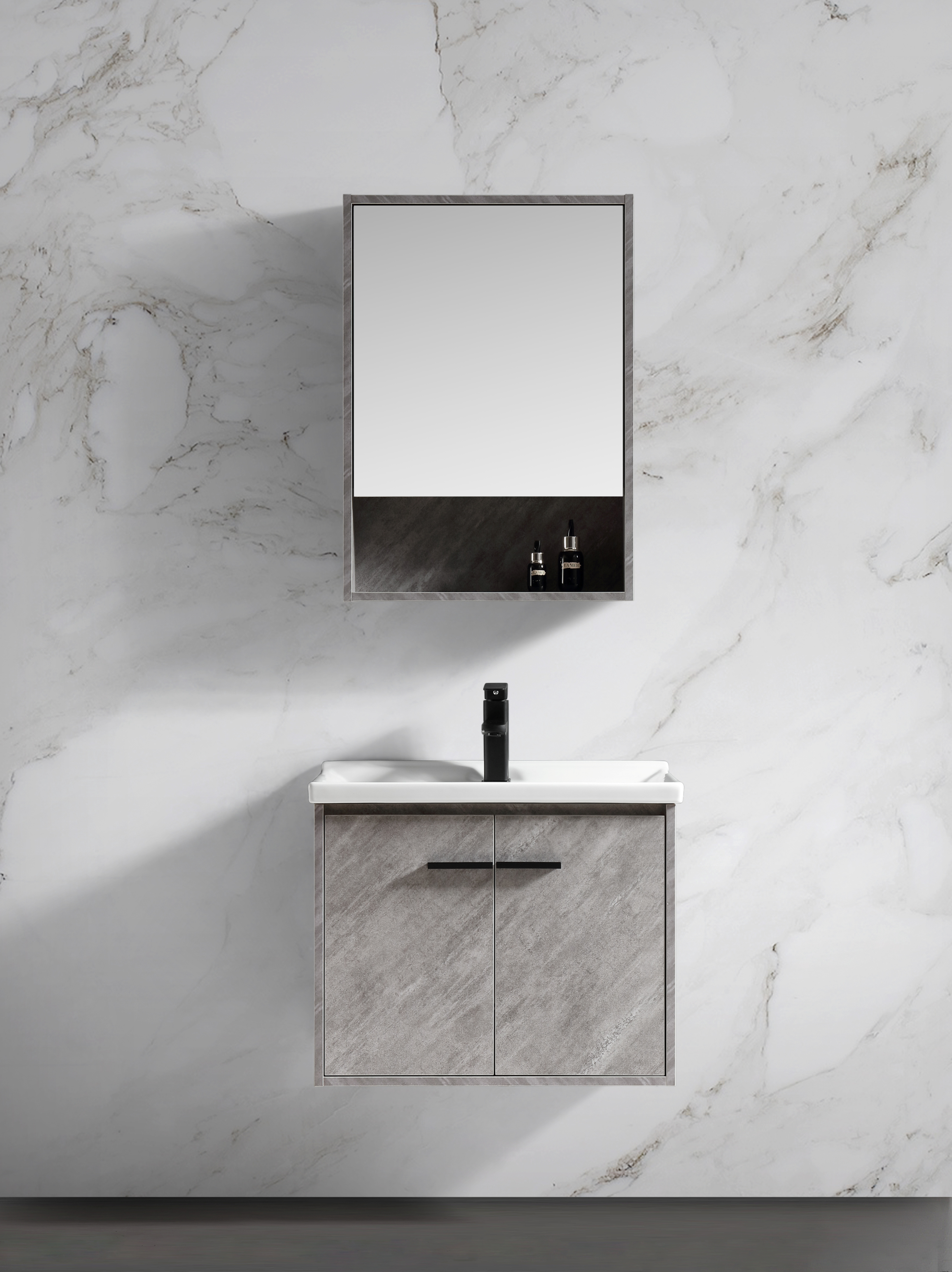 PVC Bathroom Wall Wash Basin Cabinet With  Mirror cabinet LY047 1
