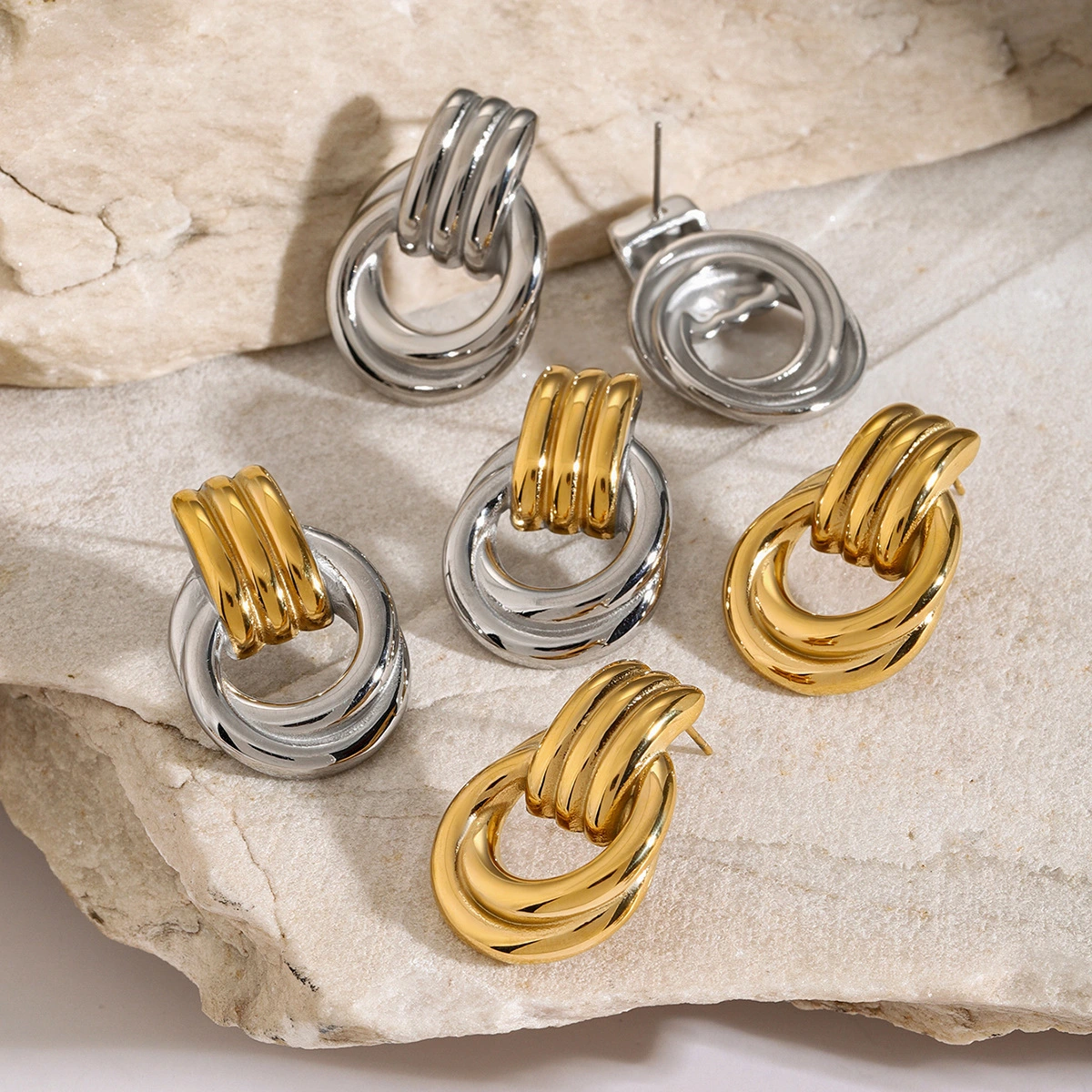 Ribbed Two Tone Studs 1