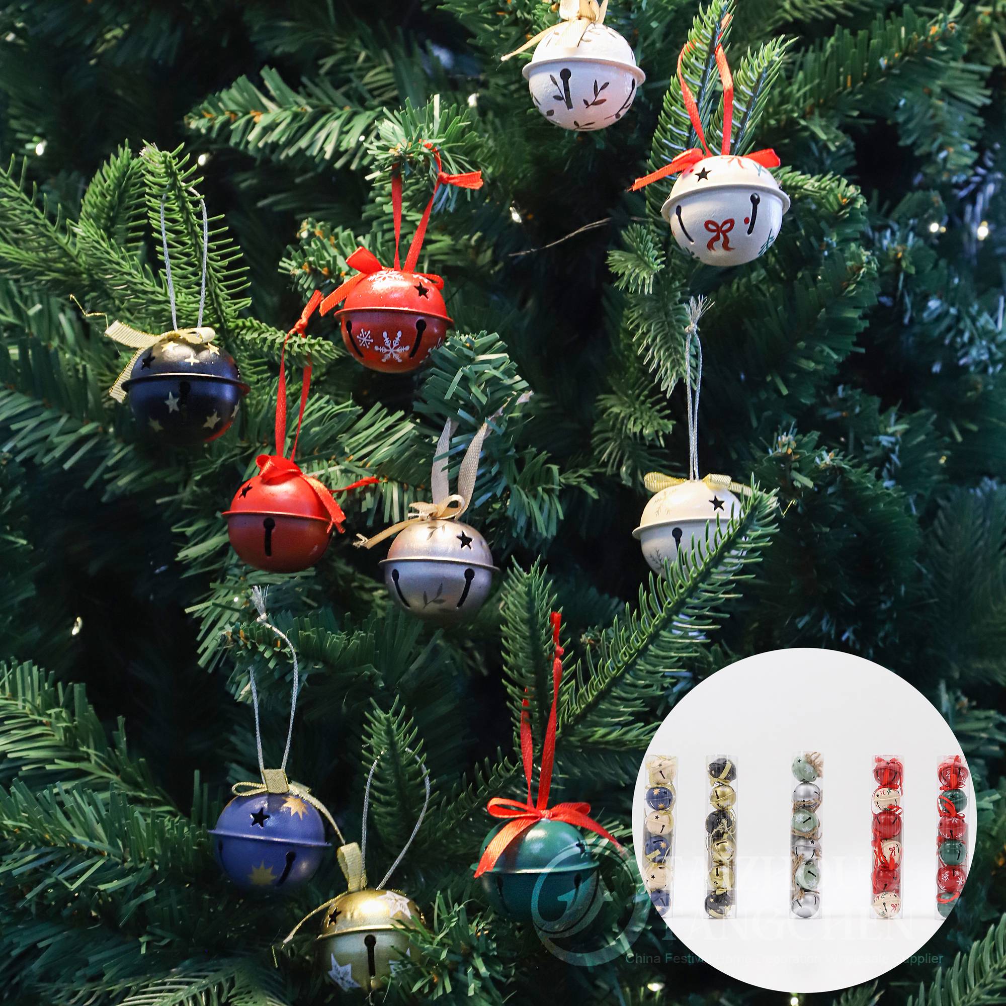 Hot Selling Shiny Metal Christmas Jingle Bells Vintage Hanging Ornaments for Christmas Tree Wreath Garland Home Holiday Party Decorations 2