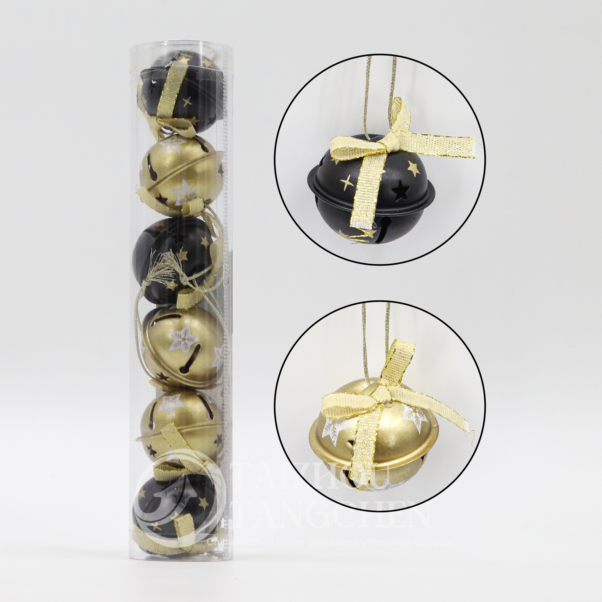 Hot Selling Shiny Metal Christmas Jingle Bells Vintage Hanging Ornaments for Christmas Tree Wreath Garland Home Holiday Party Decorations 8