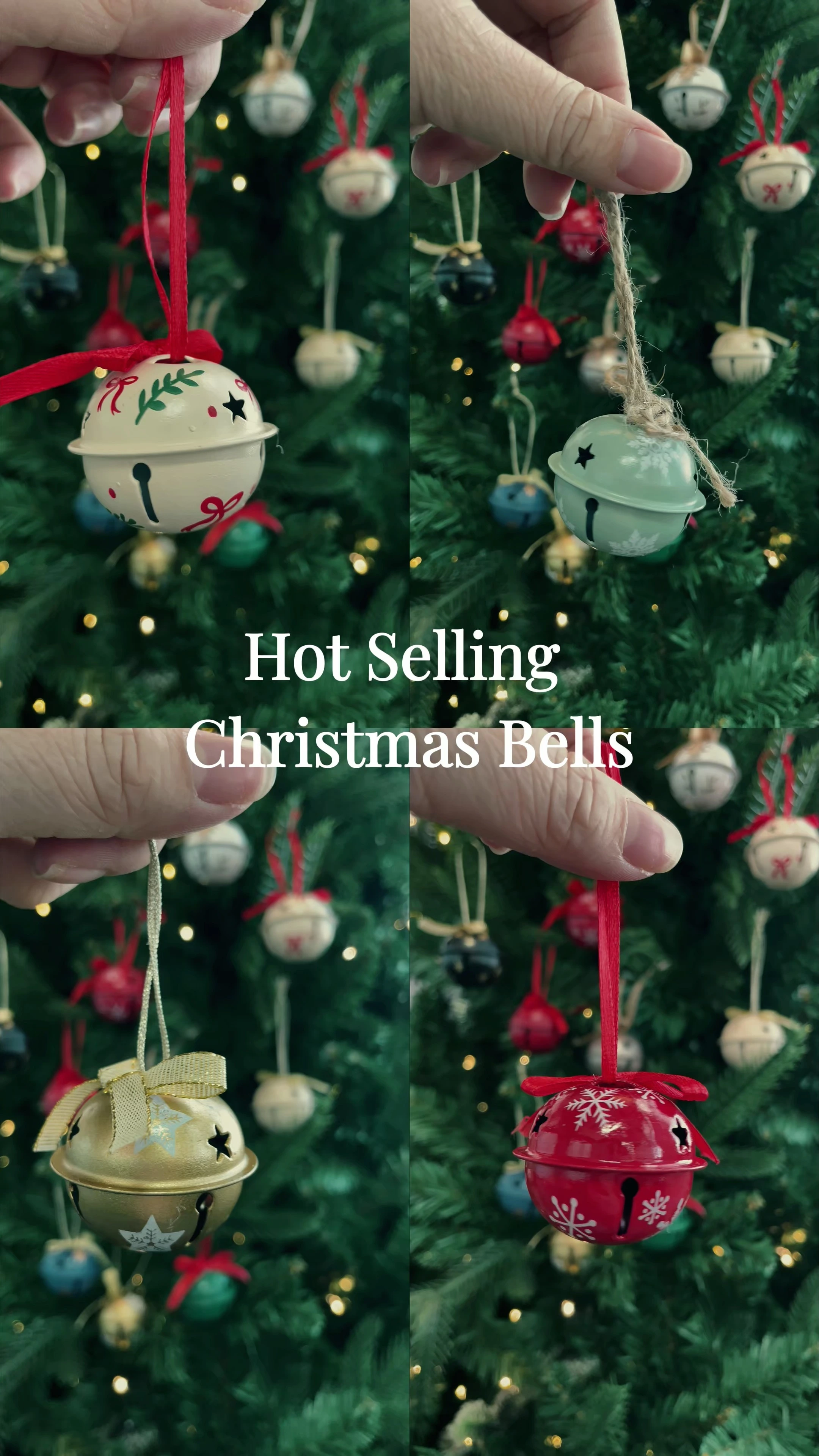 Heiß begehrte, glänzende Weihnachtsglöckchen aus Metall im Vintage-Stil zum Aufhängen für Weihnachtsbaumkränze, Girlanden und als Dekoration für Zuhause und Weihnachtsfeiern 1