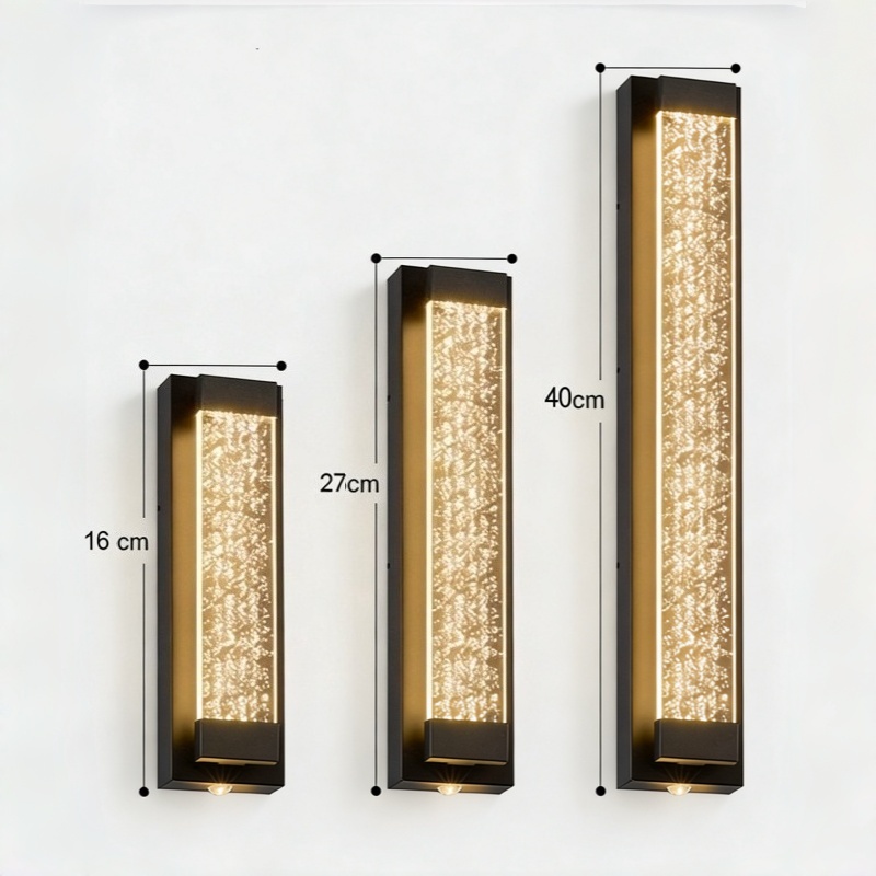 Wall Light Outdoor Wall Light with Crystal Decor, IP65 Waterproof Exterior Sconces LED Wall Lanterns, Multi-Size Wall Mounted Porch Lights 8W-20W 3000K Warm Light for Home, Villa, Garden HTD-EW4401 4