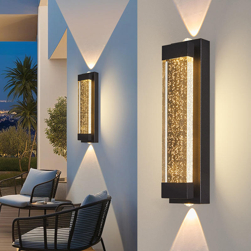 Wall Light Outdoor Wall Light with Crystal Decor, IP65 Waterproof Exterior Sconces LED Wall Lanterns, Multi-Size Wall Mounted Porch Lights 8W-20W 3000K Warm Light for Home, Villa, Garden HTD-EW4401 2