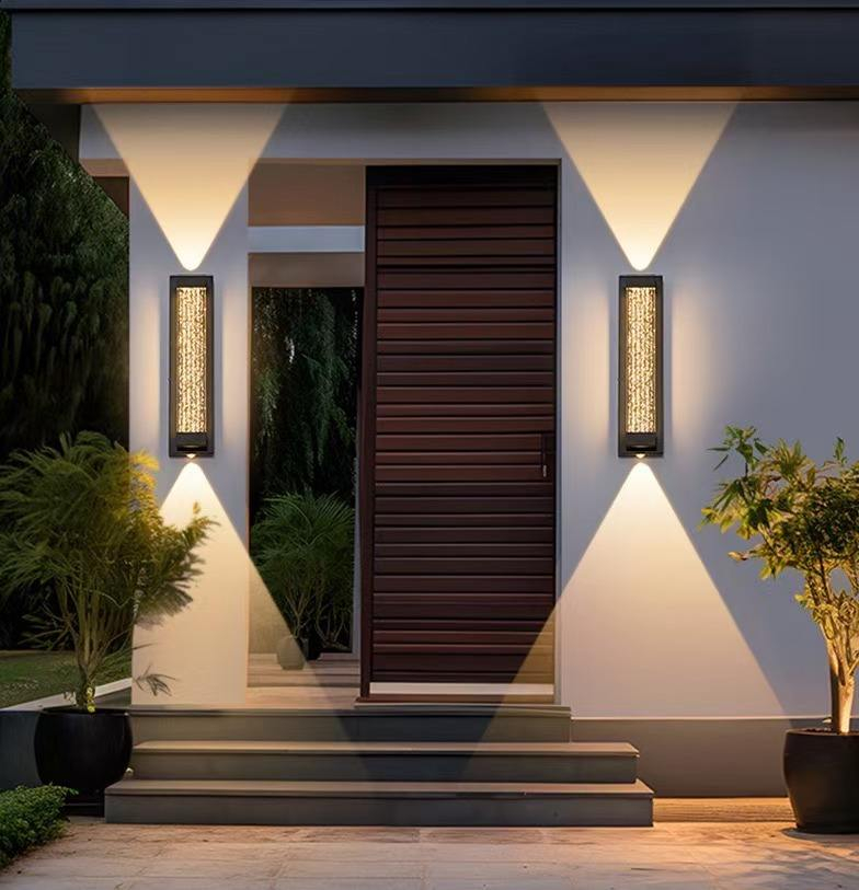 Wall Light Outdoor Wall Light with Crystal Decor, IP65 Waterproof Exterior Sconces LED Wall Lanterns, Multi-Size Wall Mounted Porch Lights 8W-20W 3000K Warm Light for Home, Villa, Garden HTD-EW4401 5