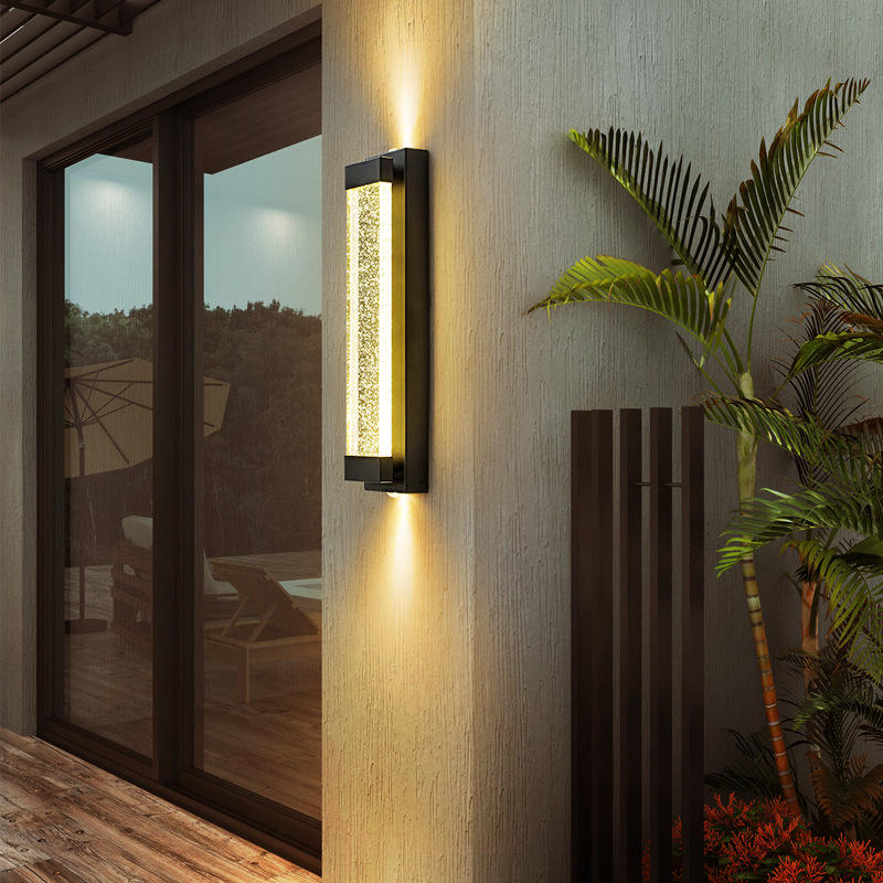 Wall Light Outdoor Wall Light with Crystal Decor, IP65 Waterproof Exterior Sconces LED Wall Lanterns, Multi-Size Wall Mounted Porch Lights 8W-20W 3000K Warm Light for Home, Villa, Garden HTD-EW4401 1