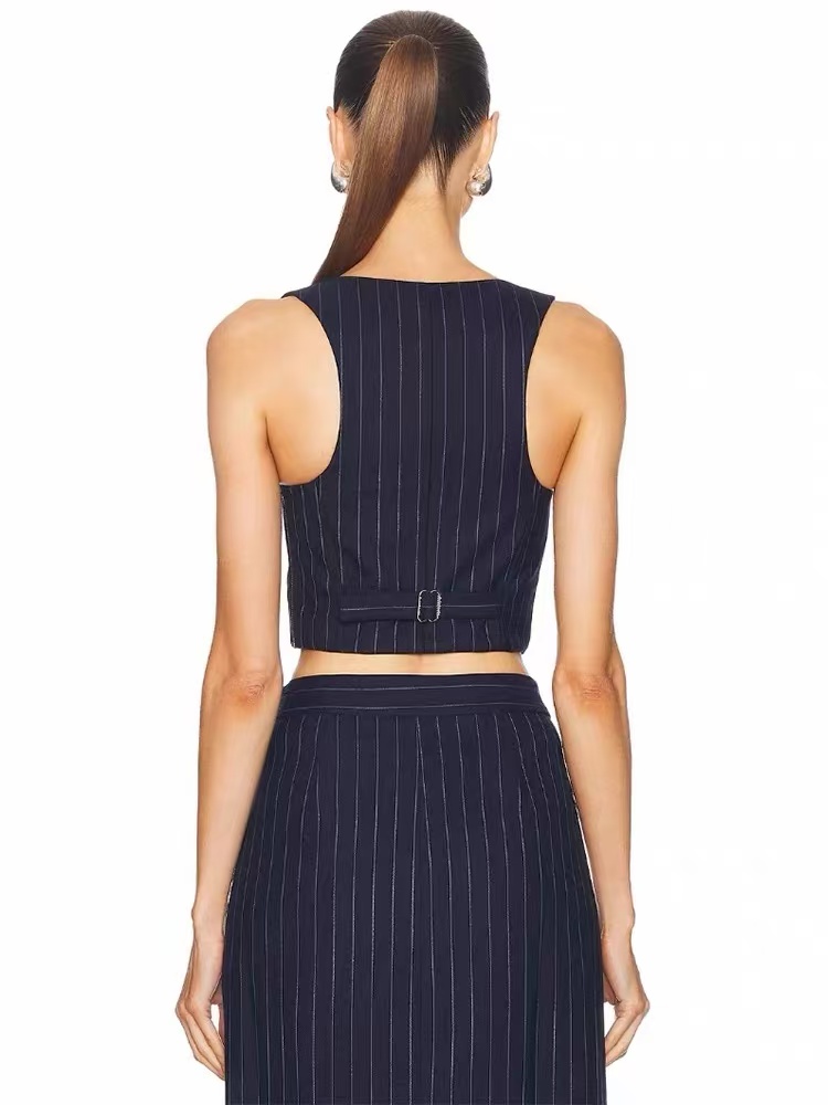 Slim-Fit Strap Top with Slit Midi Skirt Set 3