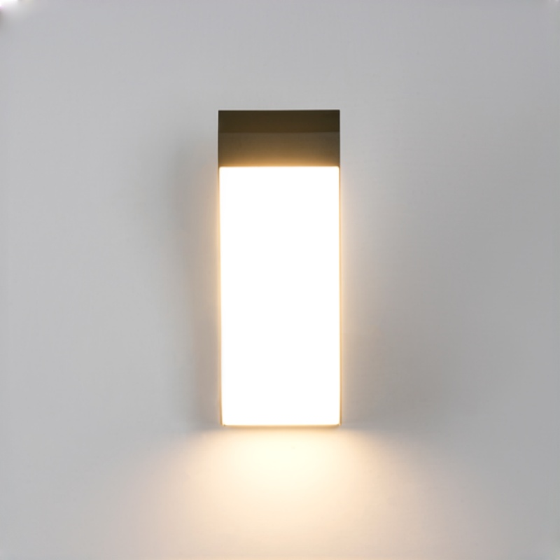 Aplique de pared exterior curvo moderno, diseño fluido con panel luminoso frontal completo, negro, blanco y gris, HTD-EW5201 4