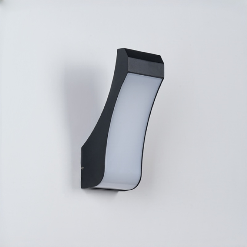 Aplique de pared exterior curvo moderno, diseño fluido con panel luminoso frontal completo, negro, blanco y gris, HTD-EW5201 3