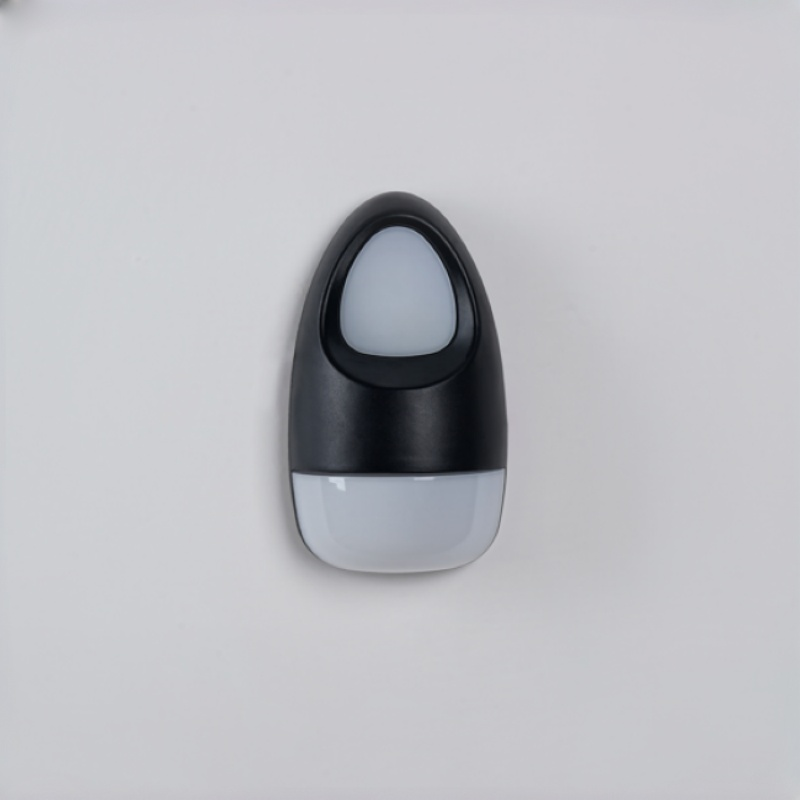 Aplique de pared exterior moderno con forma de gota, diseño ovalado con brillo superior y recorte central, negro, blanco y gris, HTD-EW5603 4