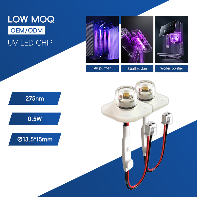 DC12V/DC24V Neueste OEM-LED-Module (40 mA, IP68 wasserdicht), UVC 275 nm, 6–10 mW, für die Luft- und Wasserreinigung zu Hause und im Büro, UV-emittierende Farbe 2